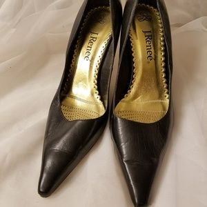 COPY - J. Renee' Black Leather Pointed Toe Pumps Size 8W